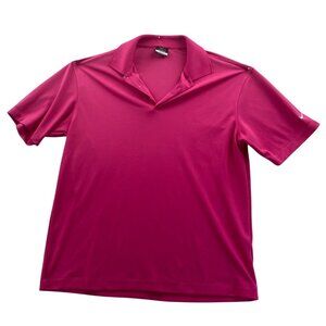 Nike Men Golf Dri-Fit Polo Shirt Large Pink Short Sleeve Lightweight Performance